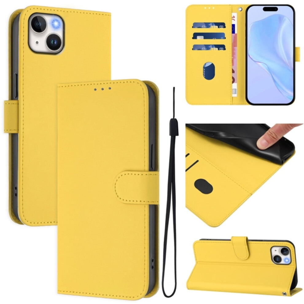 Pu Leather Wallet Case For Iphone 15 Plus Yellow 9130661413022