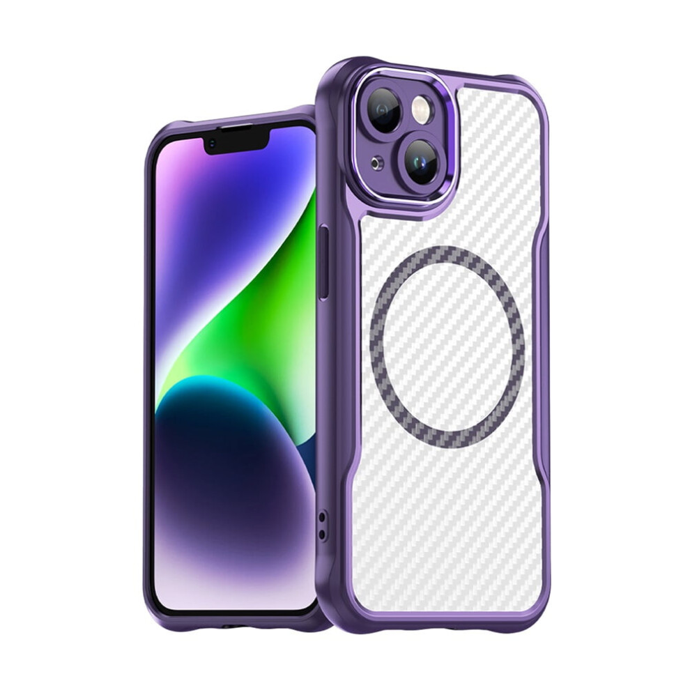 Carbon Fiber Magnetic Case For Iphone 14, Compatible With Magsafe—Slim, Shockproof, Anti-Fingerprint Purple 9418476697517