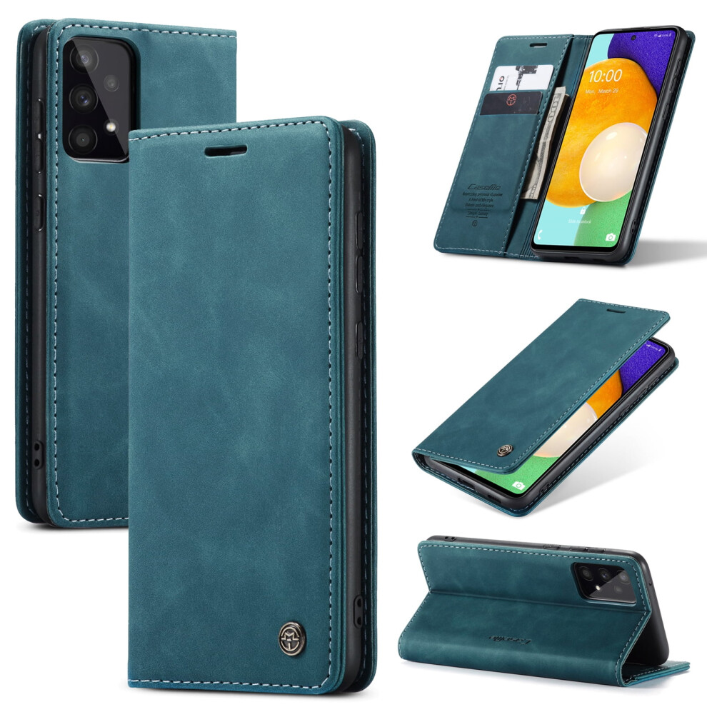 Caseme Leather Flip Wallet Case For Compatible With Samsung Galaxy A53 5GâMagnetic, Card Holder, Kickstand, Shockproof, Blue 9193271841104