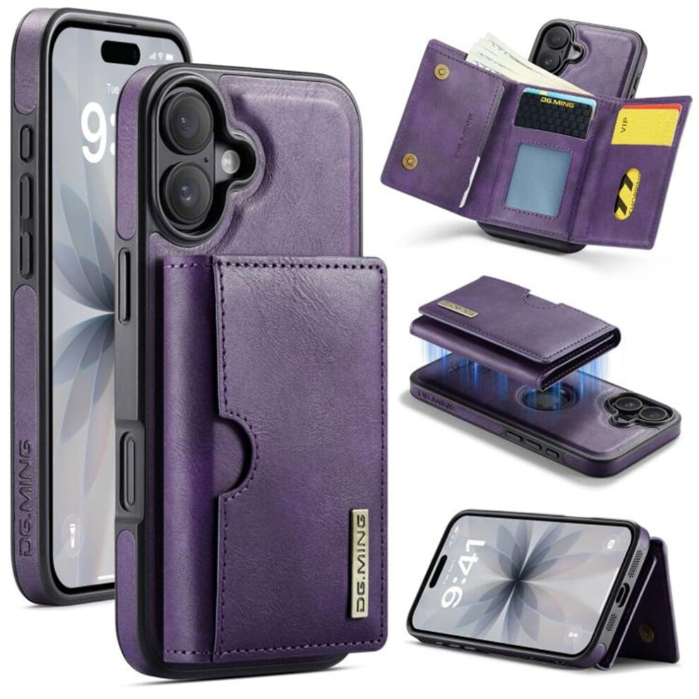 Dg.ming Magnetic Wallet Case For Iphone 16 6.1 Inch Purple 941196015921