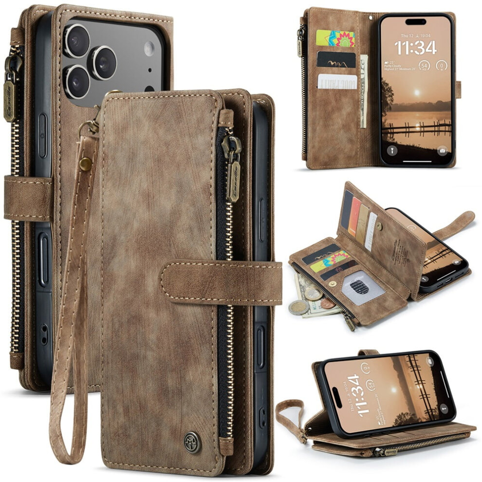Caseme Wallet Case For Iphone 17 Pro Max Â Pu Leather, Magnetic Flip, Lanyard Strap, Zipper Card Holder, 6.9-Inch 9418476699191