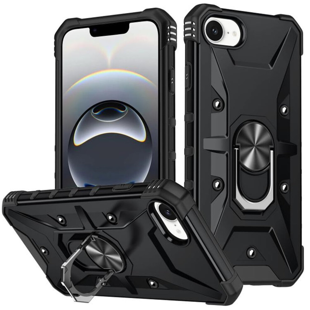 Military-Grade Shockproof Magnetic Stand Case For Iphone 16E Â Black 9193271837497