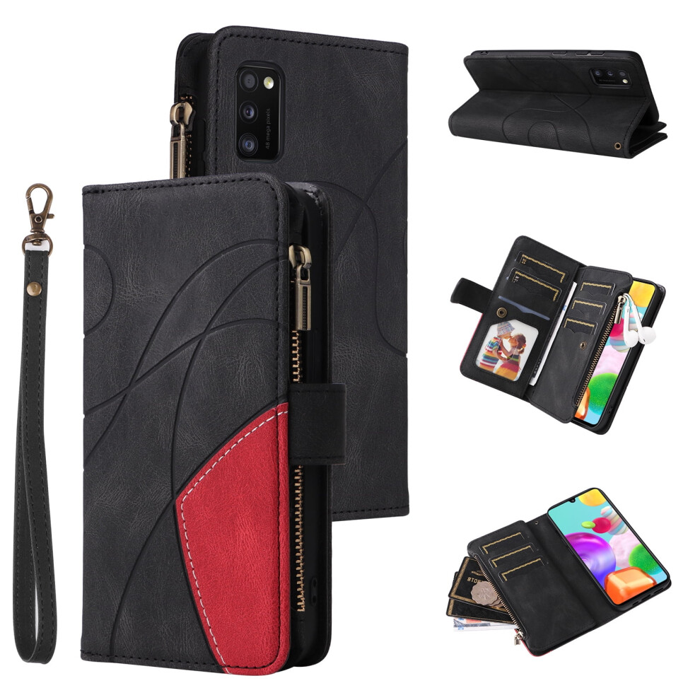 Wallet Phone Case For Compatible With Samsung Galaxy A41 6.1-Inch Â Pu Leather Folio With 9-Card Holder, Zipper Pocket, Magnetic Closure & Wrist 9418476697401