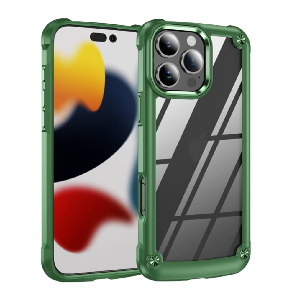 Iphone 16 Pro Max 6.9" Case Â Four-Corner Airbag, Electroplated Alloy Lens Protection, Hard Clear Scratch-Resistant Back, Green 9418476697944