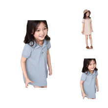 Girls' Cotton Polo Neck Summer Dress – Preppy Casual Outfit, School-to-Park Wear, Layering-Friendly, Compatible with Pink Dress
