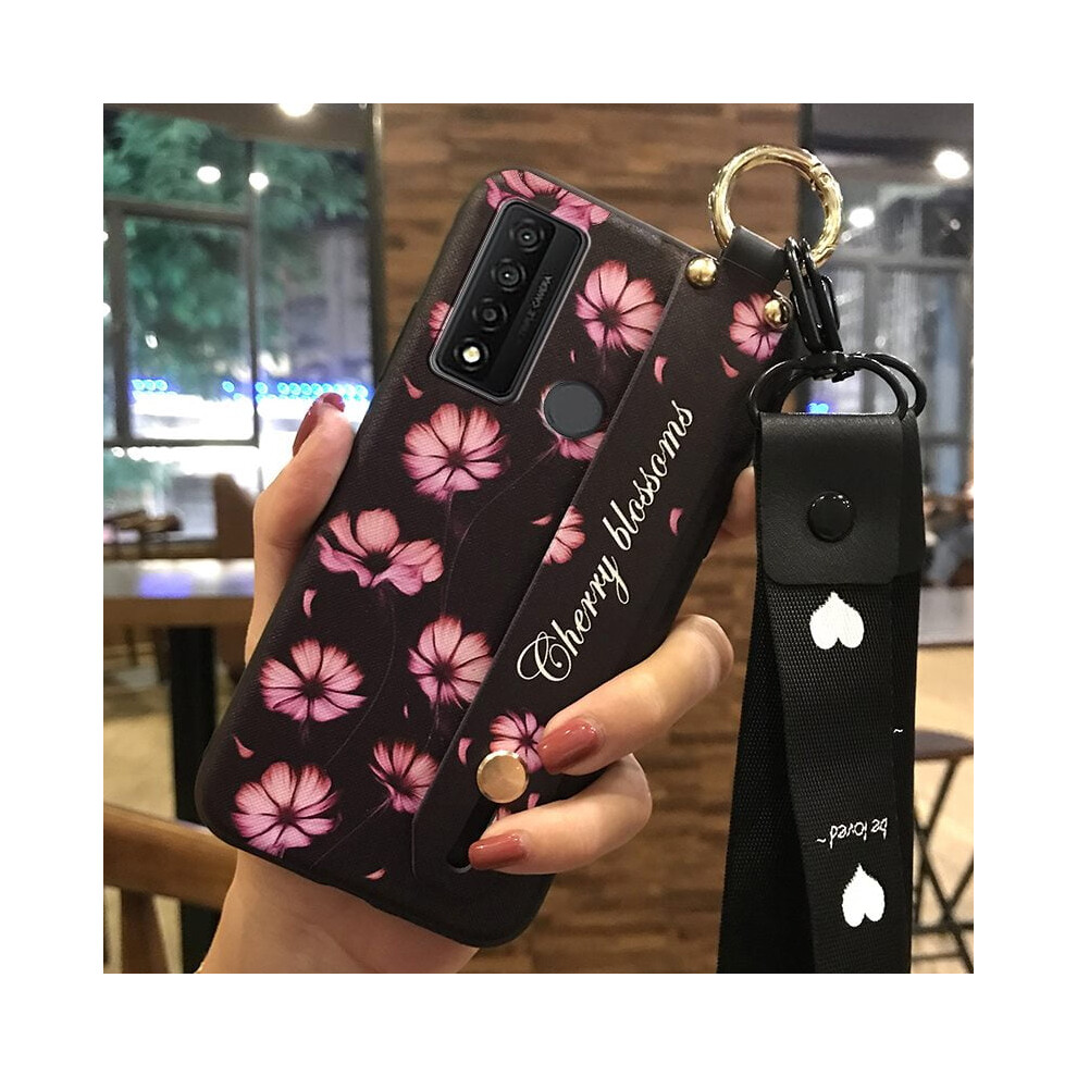 Phone Case Compatible With Tcl 20 Xe Â Shockproof Silicone, Anti-Knock, Ring Wrist Strap, Kickstand, Flower Design, Dirt-Resistant 9418476698057