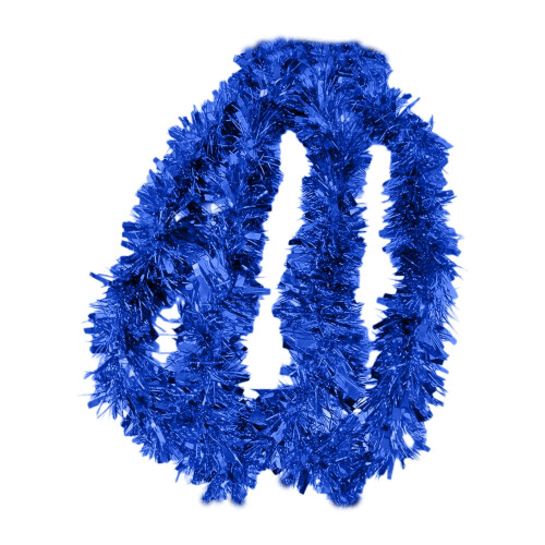Blue Christmas Tinsel Garland, Metallic Reflective, 1 Pack