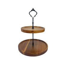 Black Wooden Decorative Tray Two Tier For Displaying Desserts And Snacks Home Farmhouse Kitchen Decor
