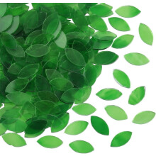 360Pcs Green Glass Mosaic Tiles 8x15mm, Transparent Stained Leaf/Flower Petal Cabochons for DIY Crafts, Home & Garden – Compatible with XXX