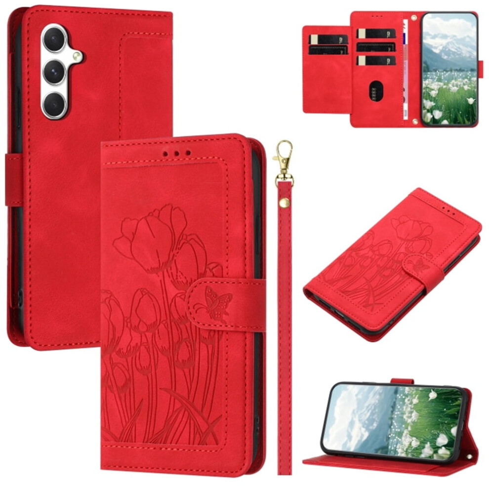 Leather Flip Wallet Case For Samsung Galaxy A34 5G Red 9165521154517