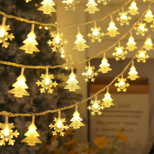 White LED Snowflake String Lights, Waterproof, Battery Operated, 118-393in, Indoor/Outdoor, Easy Install, Compatible with Christmas Decor