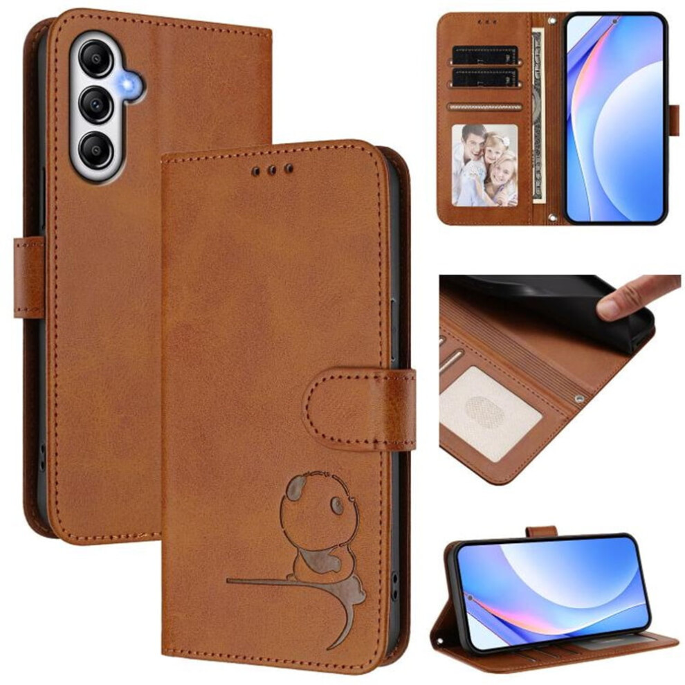Litter Panda Leather Case For Samsung Galaxy A35 5G Brown 9130661414753