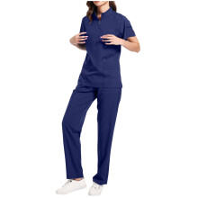 Black women's scrub set two-piece nursing top with pockets