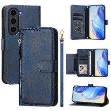 Blue Leather Wallet Case for Samsung Galaxy S23 FE 5G – Multi-Card Slots & Zipper, Compatible with Galaxy S23 FE 5G