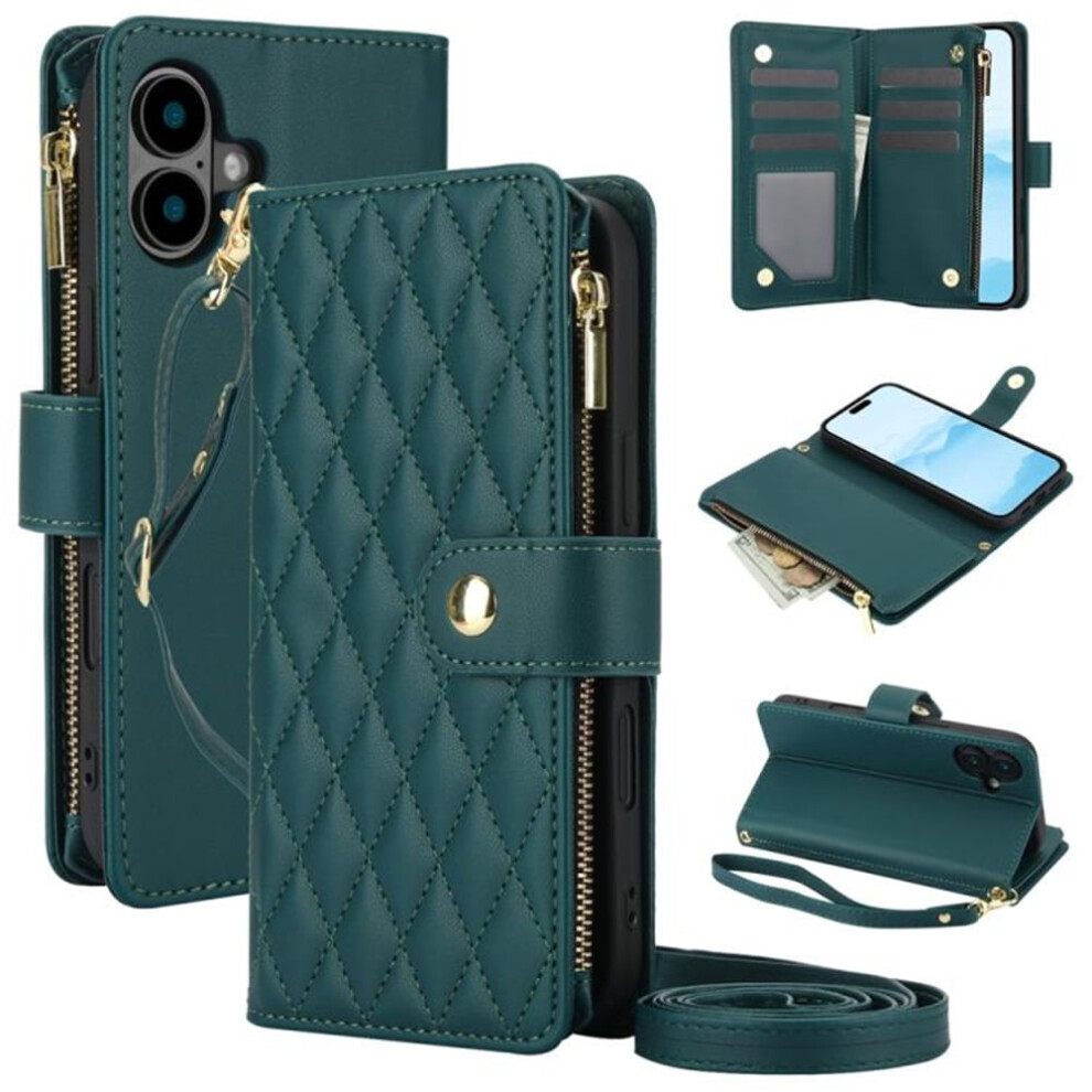 Rfid-Blocking Flip Wallet Case For Iphone 16 6.1 Inch Green 9130661415682
