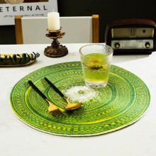 Groen papieren ronde placemat met vuurwerkprint, 30 cm