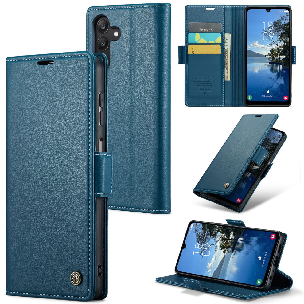 Caseme Leather Wallet Case For Compatible With Samsung Galaxy A25 5G Â Rfid Blocking, Magnetic Clasp, Kickstand, Blue 9152228535633