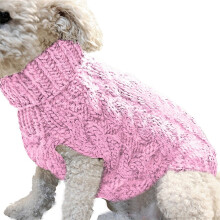 Gebreide huisdierentrui voor hond en kat, warme jas, roze, maat XL