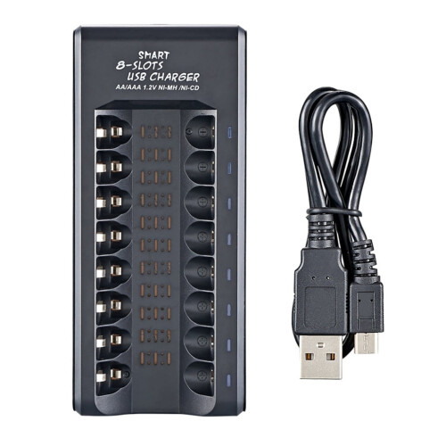 DC5V8-spors USB-lader for AA/AAA oppladbare batterier