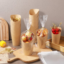 ETEREAUTY100Sets Vasos desechables inclinados de papel kraft color beige, resistentes, para aperitivos y charcutería
