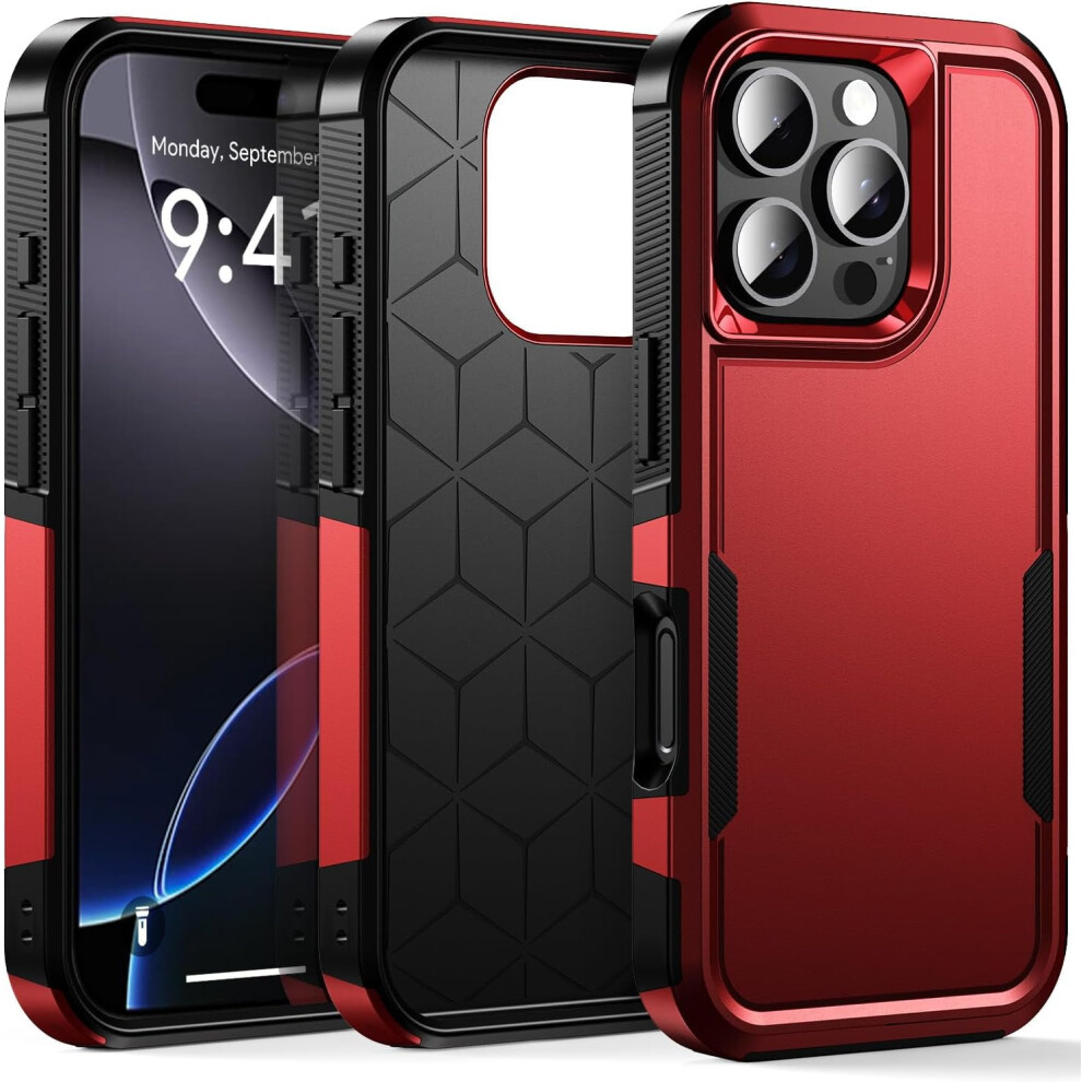 Shockproof Military-Grade Rugged Case For Iphone 16 Pro (Red) Â Drop-Proof Heavy Duty Protection Red 9152228535213