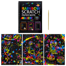Rainbow Scratch Art Paper Kit for Kids 3-10 – Magic Drawing Set, Creative Birthday Gift, Compatible with standard styluses