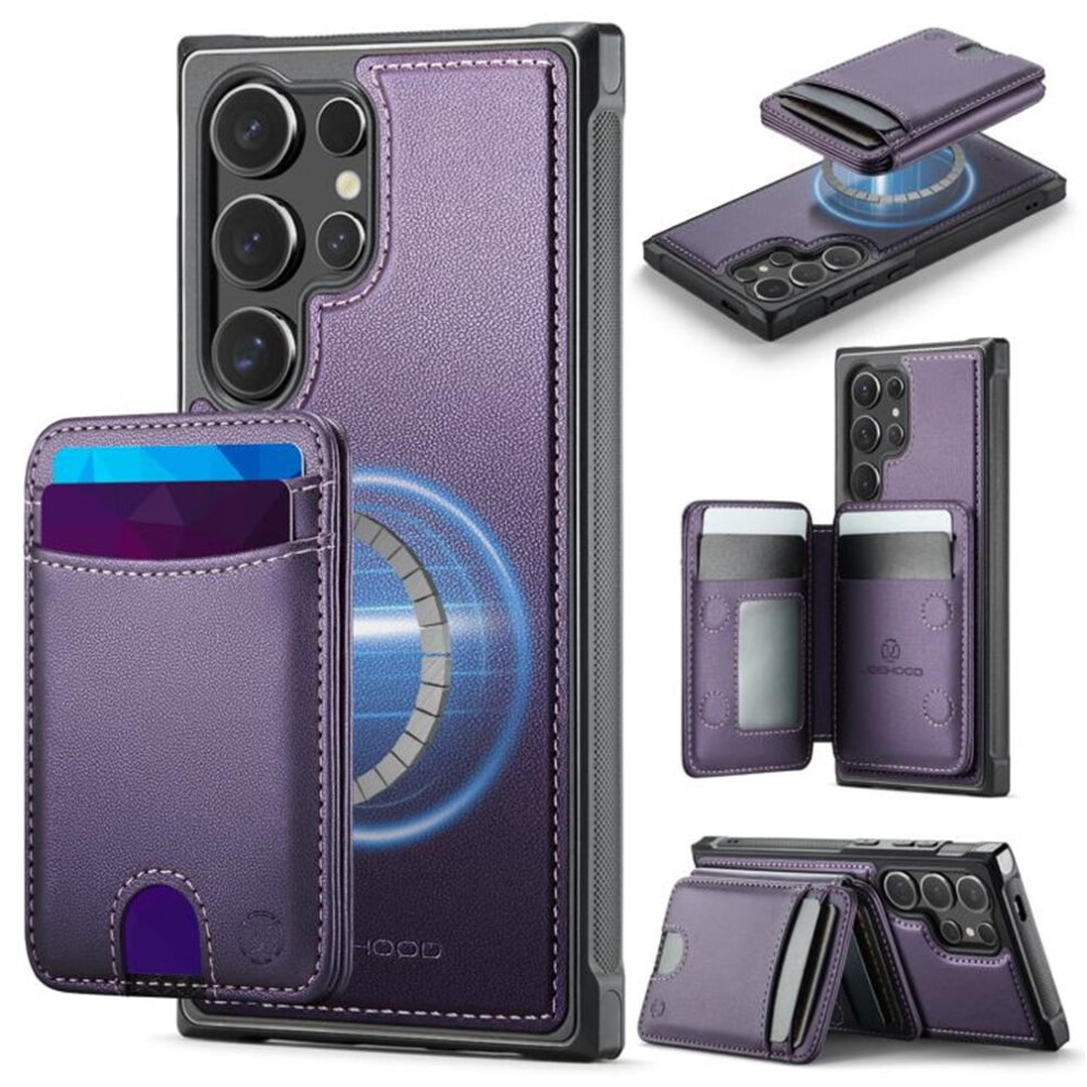 Jeehood Case For Samsung Galaxy S24 Ultra 5G: Rfid Blocking, Pu Leather, Magsafe-Compatible 2-In-1 Wallet & Kickstand, Purple 9418476699764