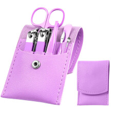Set de manicura de acero inoxidable, 7 piezas, color morado.