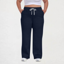 Damen-Freizeithose in Übergröße mit Kordelzug im Bund, Taschen, einfarbig, sportlich und bequem