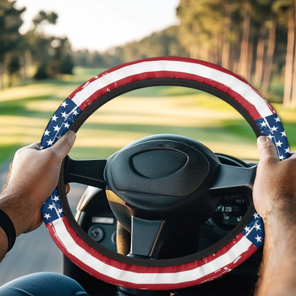 American Flag Golf Cart Steering Wheel Covers Â Universal, Sweat-Absorbent, Compatible With Club Car 9130661931601
