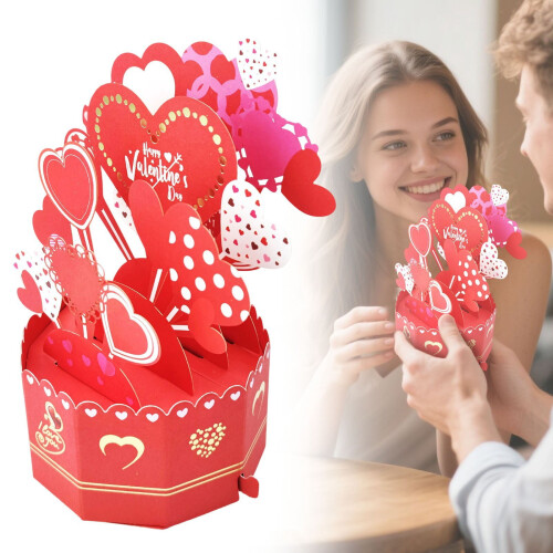 Valentinstag-Ballons, goldgeprägte 3D-Karten 1