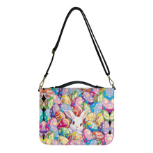 Easter Multicolor Egg Bunny PU Leather Bible Cover for Men & Women, Lightweight with Adjustable Strap, Compatible with Standard Bibles