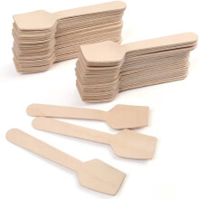 60-Piece 3.75" Long Mini Wooden Spoons, Notched Square Disposable Tasting Sample Spoons