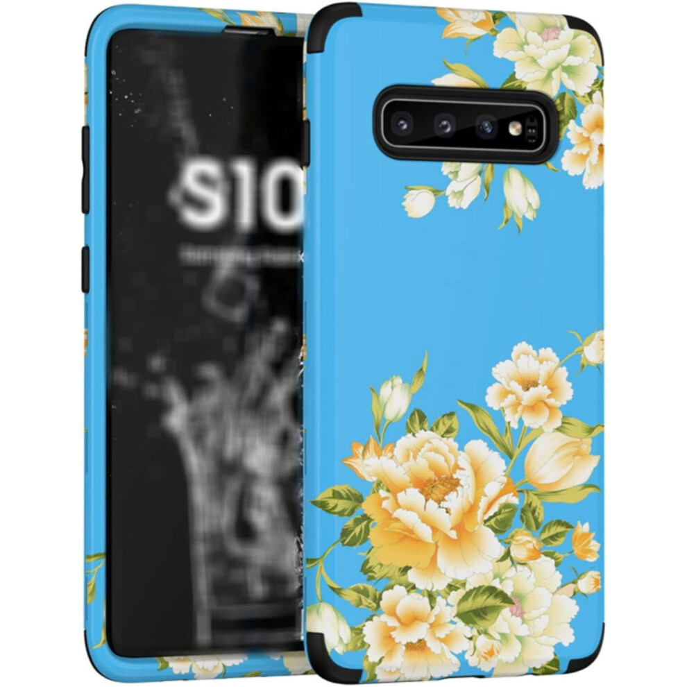 Compatible With Samsung Galaxy S23/S22/S21 Ultra/Plus Case Â Durable Silicone+Pc Floral Rugged Bumper Cover (, For S21 Plus) Blue 9130661933100