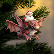 Cute Acrylic Dinosaur & Blue Dragon Xmas Tree Ornaments, Santa Claus Decor – Compatible with Christmas Trees