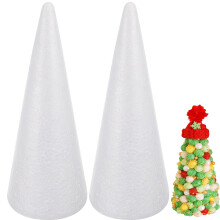 White polystyrene foam cones for crafts 2-pack