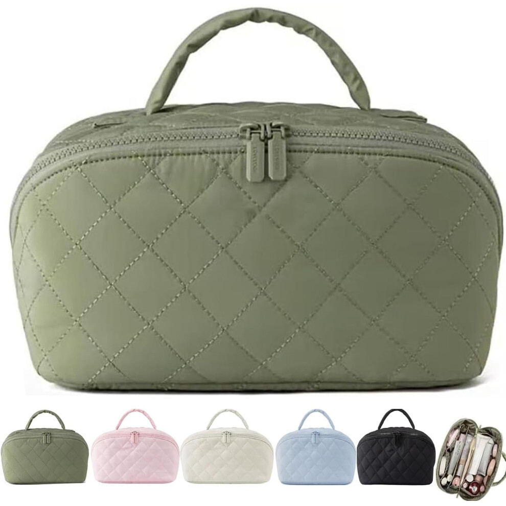 2026 New Petition Makeup Bag for Women â 180 Lay-Flat, Water-Resistant, Puffy Padded Cosmetic Case with Compartments â Compatible with Travel