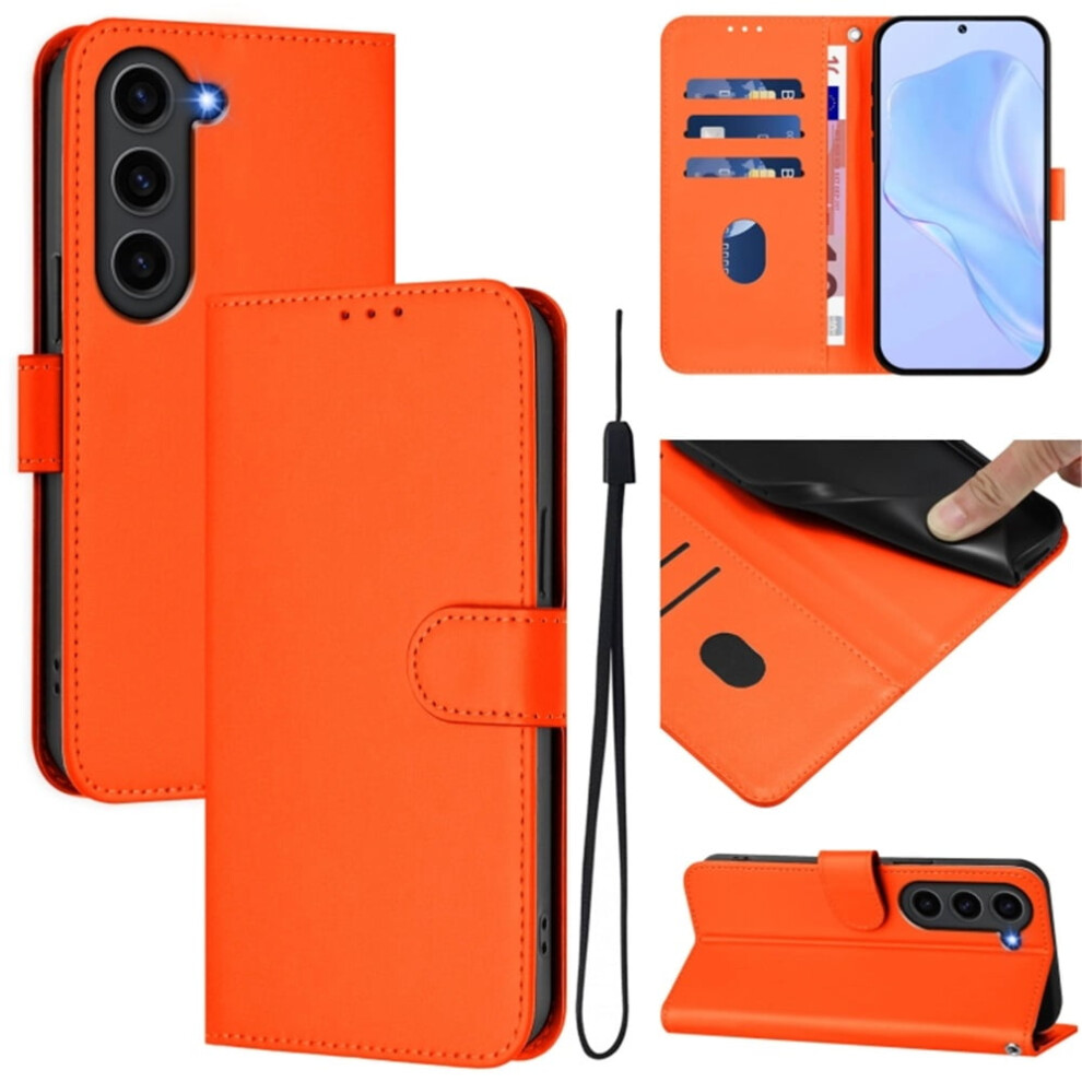 Wallet Case Compatible With Samsung Galaxy S23+ 5G Â Pu Leather Magnetic Flip Folio With 3-Card Slot, Wrist Strap, Orange 9130661933230