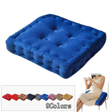 Square Chair Pad Pillow, Super Soft Velvet Floor Cushion for Kitchen/Dining/Office Chairs (Blue, 15.75"x15.75"x3.54")