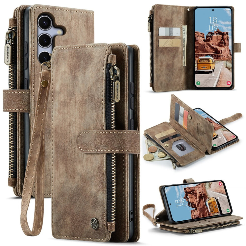 Caseme Wallet Case For Samsung Galaxy S25 Â Pu Leather Magnetic Flip, Lanyard, Zipper Card Holder, 6.2-Inch 9130661934763