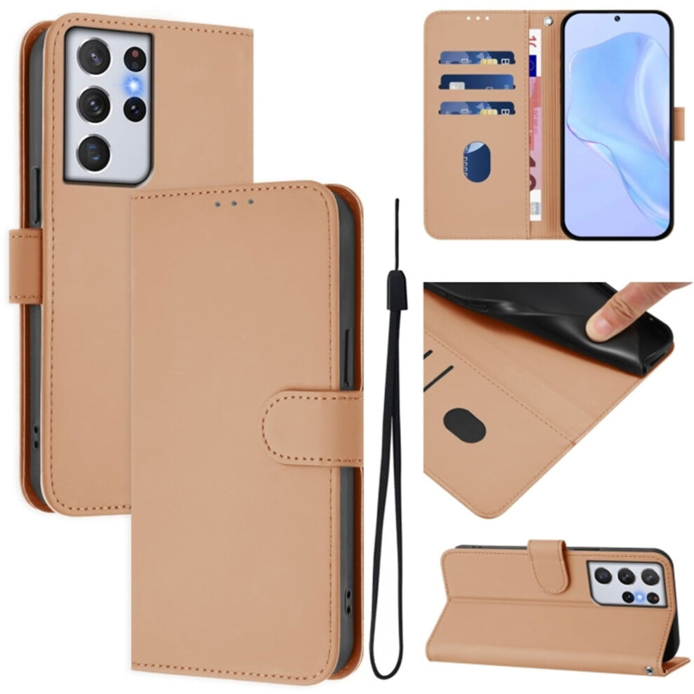 Wallet Case Compatible With Samsung Galaxy S21 Ultra 5G Â Pu Leather Flip Folio W/ Magnetic Closure, 3-Card Slot & Wrist Strap 9170372144921
