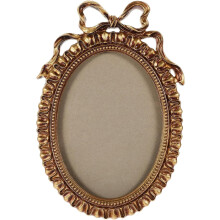 Oval Picture Frame European Style Photo Frame with Embossed Bow Picture Frame Antique Ornate Display Photo Frame for Home Wall Decor - Gold