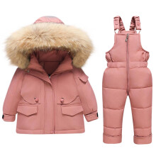 Conjunto de neve infantil para meninos e meninas, calça e jaqueta com babador, roupa de inverno para crianças, casaco vermelho melancia.
