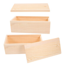 Pine Wooden Crate with Lid 2 pcs Moisture-Resistant