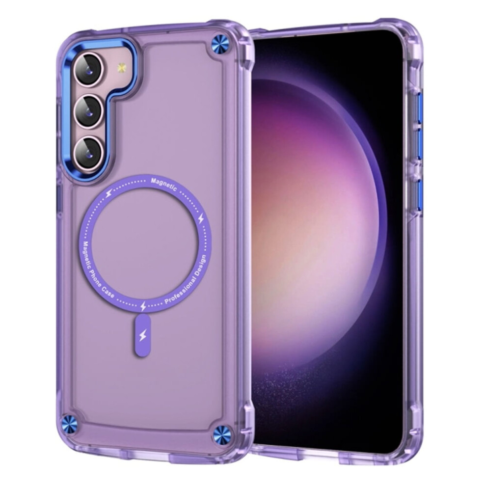 Shockproof Slim Magnetic Case For Samsung Galaxy S22 6.1", Compatible With Magsafe, Translucent Matte Cover Purple 9170372147359