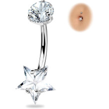 Real Solid G23 Titanium Belly Button Rings - 14G Internally Threaded 10mm Belly Ring Round Star Teardrop CZ Navel Rings for Women