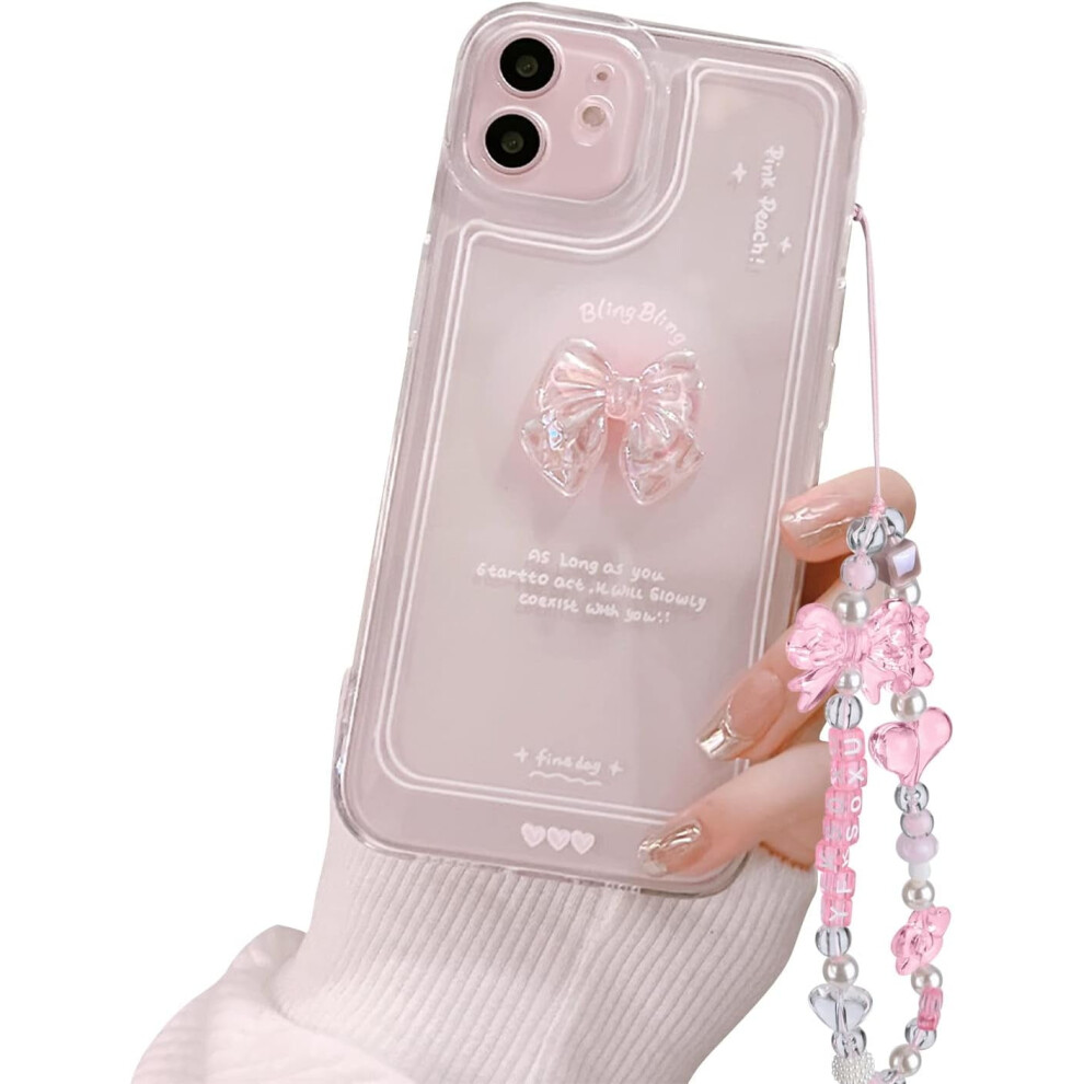 Compatible For Compatible With Iphone 11 Cute 3D Bowknot Slim Clear Aesthetic Design Women Teen Girls Camera Lens Protection Phone Cases Cover Pink 9170372148059