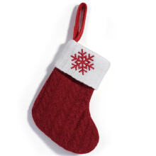 Calcetín navideño rojo de punto con inicial personalizada de 18 cm