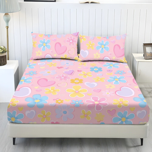 Twin Sheet Set Love Heart Daisy Print 3-Piece