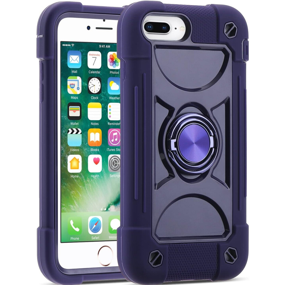 Heavy-Duty Military Shockproof Case For Iphone Se3/Se2/6/6S/7/8 (4.7") Â Deep With Ring Stand Purple 9165521646678